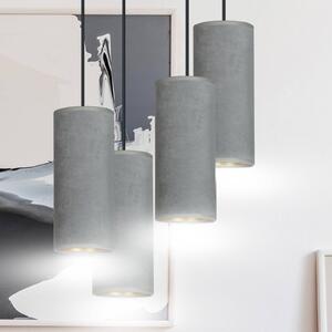 Závesná lampa Joni textil 4-pl, okrúhla sivá-zlatá