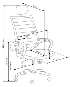 Kancelárska stolička RAMIRO, 56x86-94x57, biela/čierna