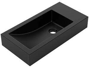 CERANO - Umývadlo z liateho mramoru Sofia - s prepadom - čierna matná - 50x25 cm
