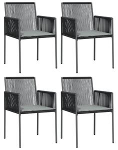Záhradné stoličky a vankúše 4ks čierne 54x60,5x83,5cm polyratan