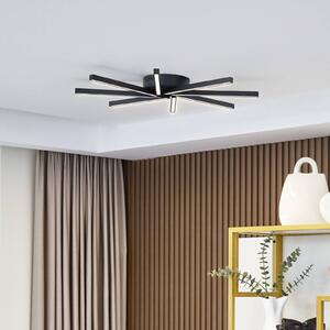 Stropné svietidlo Lucande LED Tjado, Ø 70 cm, čierna farba, kov