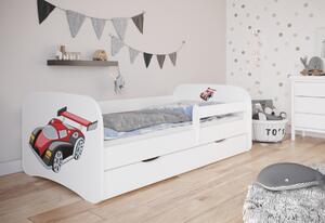 Detská posteľ SOGNO + matrac + úložný priestor, 70x140, ružová/ľadová krajina
