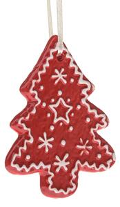 Keramická závesná dekorácia Stromček, 9 x 8,7 x 1 cm, červený medovník