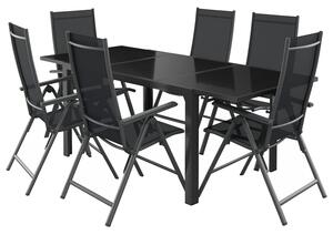 Livarno home Rozkladací stôl Houston, čierny + Skladacie kreslo Houston, čierne/antracitové, 6 kusov (800005938)