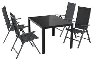 Livarno home Rozkladací stôl Houston, čierny + Skladacie kreslo Houston, čierne/antracitové, 4 kusy (800005937)