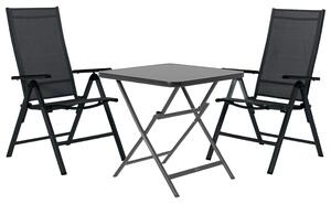 Livarno home Skladací stôl Houston, čierny + Skladacie kreslo Houston, čierne/antracitové, 2 kusy (800005970)