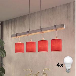 Brilagi - LED luster na lanku NUBILA 4xE27/60W/230V sivá/červená