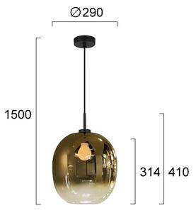 Závesný luster na lanku MIRROR 1xE27/14W/230V dymovo zlatý