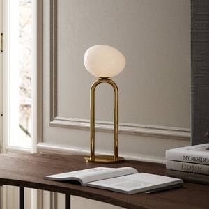 Stolová lampa Shapes tienidlo sklo, biela/mosadzná