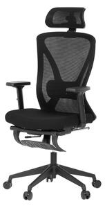 Ergonomická kancelárska stolička ZANE s podnožkou — sieťovina/látka, čierna