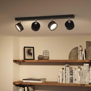 Philips Bracia LED stropné bodové svetlo 4-plameňové, čierny, Čierna, Obývacia izba / jedáleň, Hliník, Moderný, Stropné svetlo