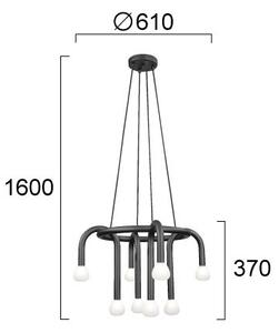 Závesný luster DELORI na lanku 8xG9/28W/230V, čierny