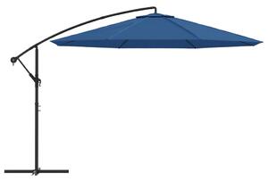Závesný záhradný slnečník, hliníková tyč 350 cm, modrý