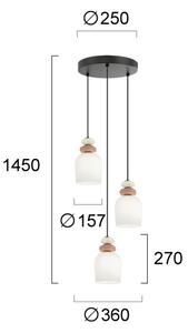 Luster na lanku HILDA 3xE14/40W/230V čierna/hnedá