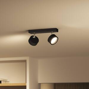 Philips Bracia 2-plameňové stropné bodové svetlo s LED technológiou, čierne, Čierna, Obývacia izba / jedáleň, Hliník, Moderný, Stropné svetlo