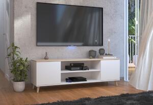TV stolík PETRA, 155x50x40, biela/dub sonoma