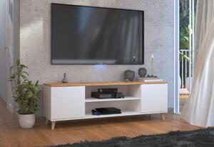 TV stolík PETRA, 155x50x40, biela/dub craft zlatý