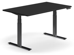 Výškovo nastaviteľný stôl QBUS, rovný, 1400x800 mm, čierny rám, čierna
