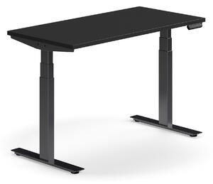 Výškovo nastaviteľný stôl QBUS, rovný, 1200x600 mm, čierny rám, čierna