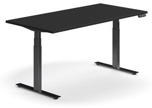 Výškovo nastaviteľný stôl QBUS, rovný, 1600x800 mm, čierny rám, čierna