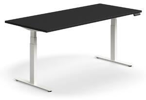 Výškovo nastaviteľný stôl QBUS, rovný, 1800x800 mm, biely rám, čierna