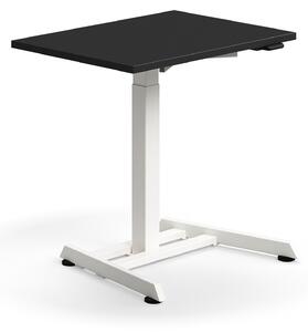 Výškovo nastaviteľný stôl QBUS, s centrálnou nohou, 800x600 mm, biely rám, čierna
