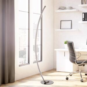 Stojacia lampa Bella LED, zakrivená, okrúhla základňa, oceľ