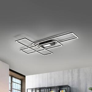 Stropné LED svetlo Asmin, čierne, 98,9x69,4cm, Čierna, Obývacia izba / jedáleň, Hliník, Moderný, Stropné svetlo