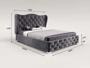 - Luxusná manželská posteľ BOLONIA FARBA: tmavosivá, ROZMER: Pre matrac 140 x 200 cm