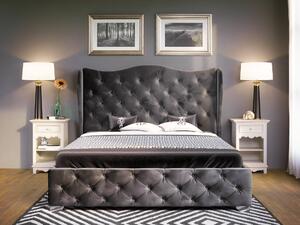 - Luxusná manželská posteľ BOLONIA - tmavosivá ROZMER: Pre matrac 140 x 200 cm