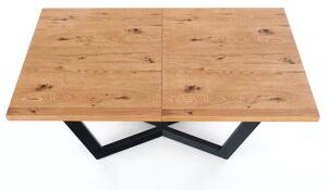 Rozkladací jedálenský stôl ZAGIRE, 160-250x77x90, svetlý dub/čierna