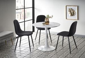 Jedálenský stôl okrúhly VENDE, 80x73x80, mramor/biela