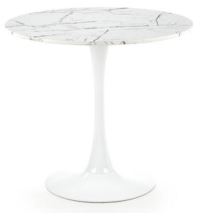 Jedálenský stôl okrúhly VENDE, 80x73x80, mramor/biela