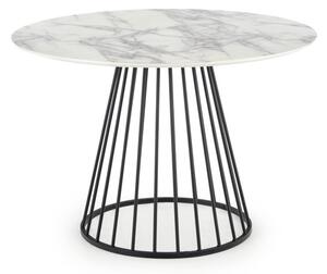 Jedálenský stôl BRODWAY, 110x75x110, biely mramor/čierna