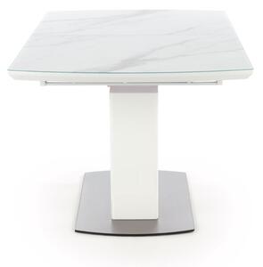 Rozkladací jedálenský stôl TAMARIS, 160-200x76x90, biely mramor/čierna