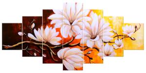 Ručne maľovaný obraz Farebné magnólie - 7 dielny Rozmery: 210 x 100 cm