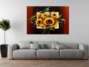 Ručne maľovaný obraz Prekrásne slnečnice Rozmery: 120 x 80 cm