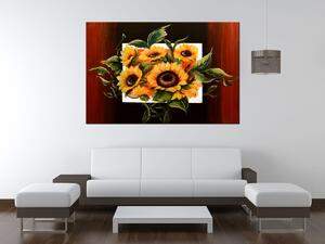 Ručne maľovaný obraz Prekrásne slnečnice Rozmery: 120 x 80 cm