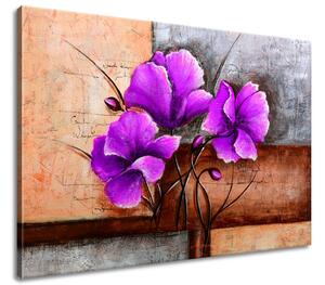 Ručne maľovaný obraz Nádherný fialový Vlčí mak Rozmery: 100 x 70 cm