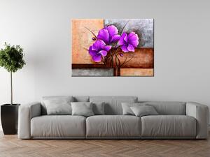 Ručne maľovaný obraz Nádherný fialový Vlčí mak Rozmery: 100 x 70 cm