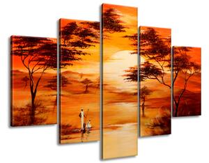Ručne maľovaný obraz Nádherná Afrika - 5 dielny Rozmery: 100 x 70 cm