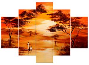 Ručne maľovaný obraz Nádherná Afrika - 5 dielny Rozmery: 100 x 70 cm