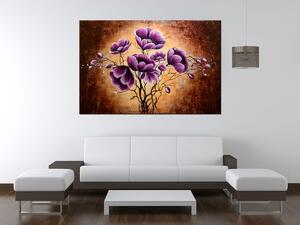Ručne maľovaný obraz Rastúce fialové kvety Rozmery: 120 x 80 cm