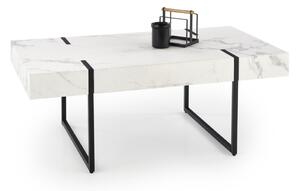 Konferenčný stolík FOSIL, 110x60x43, biely mramor/čierna