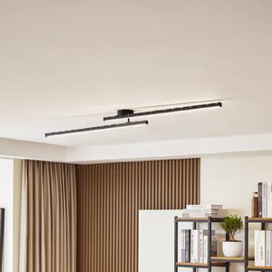 Lindby LED stropné svietidlo Aurendor, 135 cm, čierna farba, kov, Čierna, Obývacia izba / jedáleň, Hliník, Moderný, Stropné svetlo