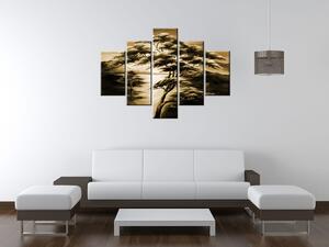Ručne maľovaný obraz Silné stromy - 5 dielny Rozmery: 100 x 70 cm
