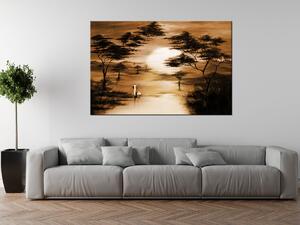 Ručne maľovaný obraz Africký západ slnka Rozmery: 70 x 100 cm