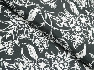 Biante Dekoračná obliečka na vankúš s lemom PML-105 Biele kvety na čiernom 30 x 50 cm