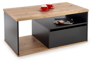 Konferenčný stolík VARDAR, 110x50x60, dub wotan/čierna