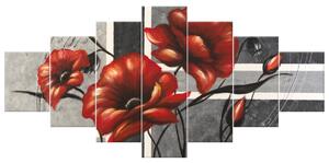 Ručne maľovaný obraz Vírivé maky - 7 dielny Rozmery: 210 x 100 cm